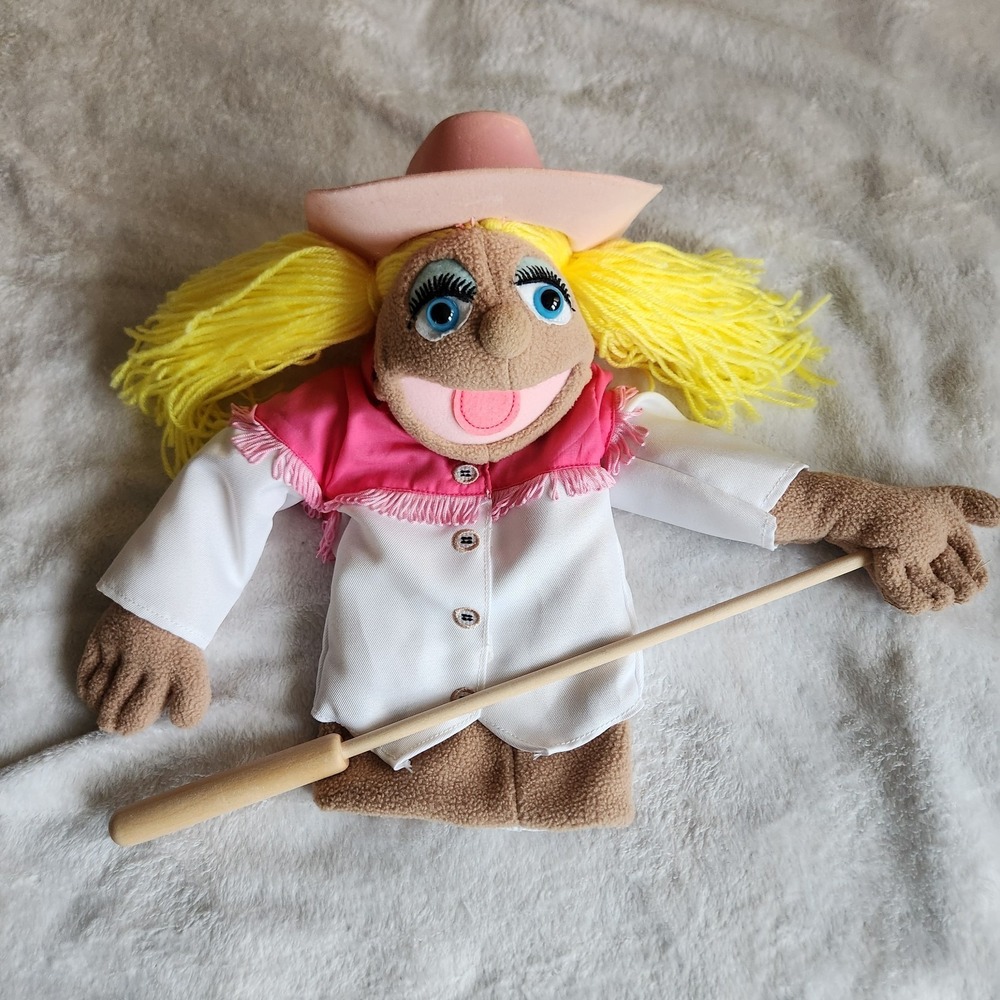 Vintage Melissa & Doug Cow Girl Puppet With Stick Soft Toy Puppet S8101